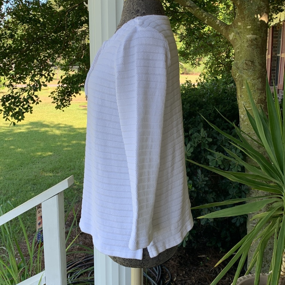 Talbots White Pullover, Drawstring At Neck, Size … - image 3